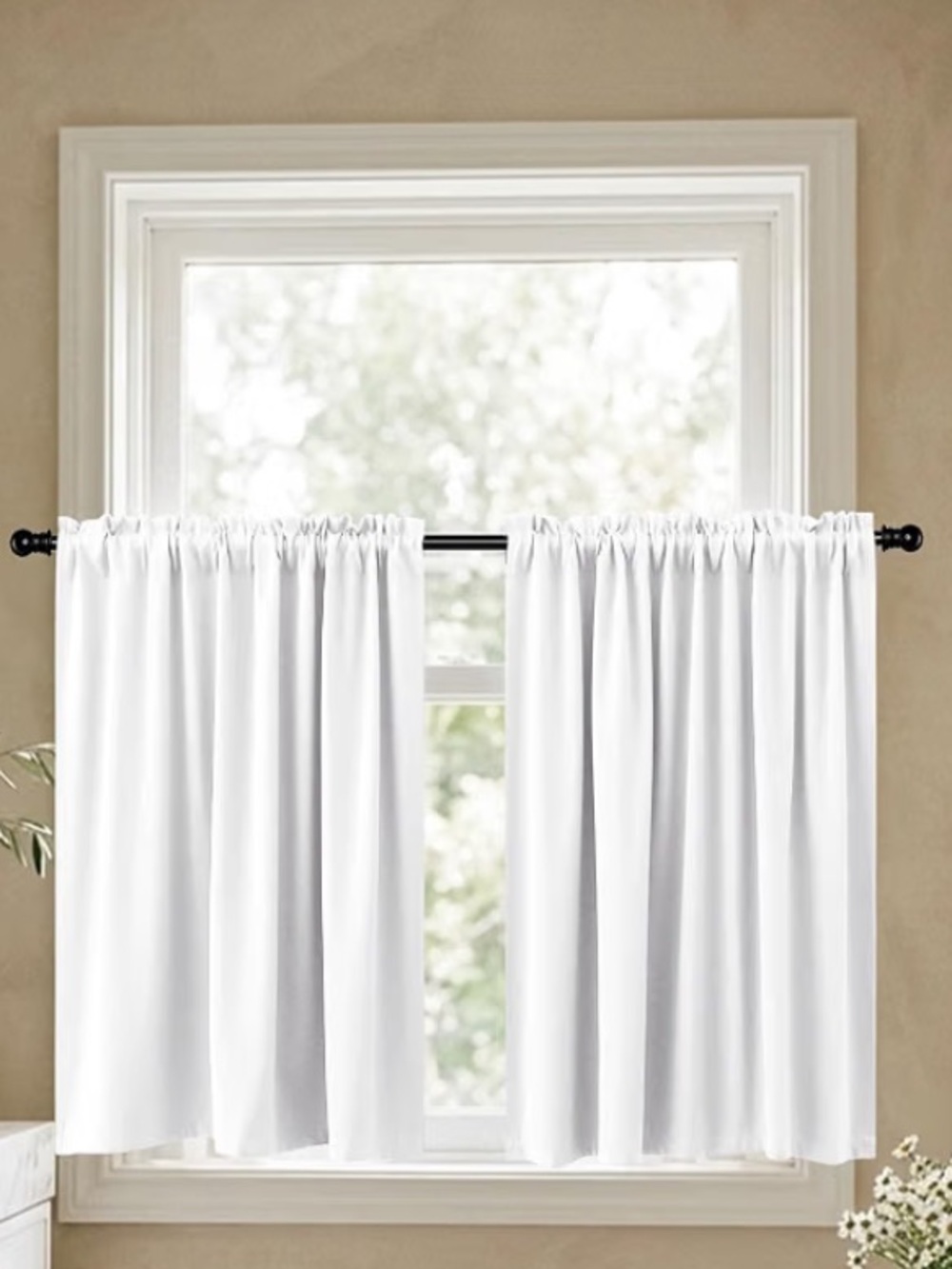 Classic White Café Curtains - set of 12 panels